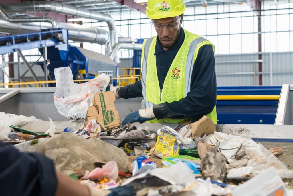 Workers have to hand-sort out (and trash) unacceptable waste that was recycled.