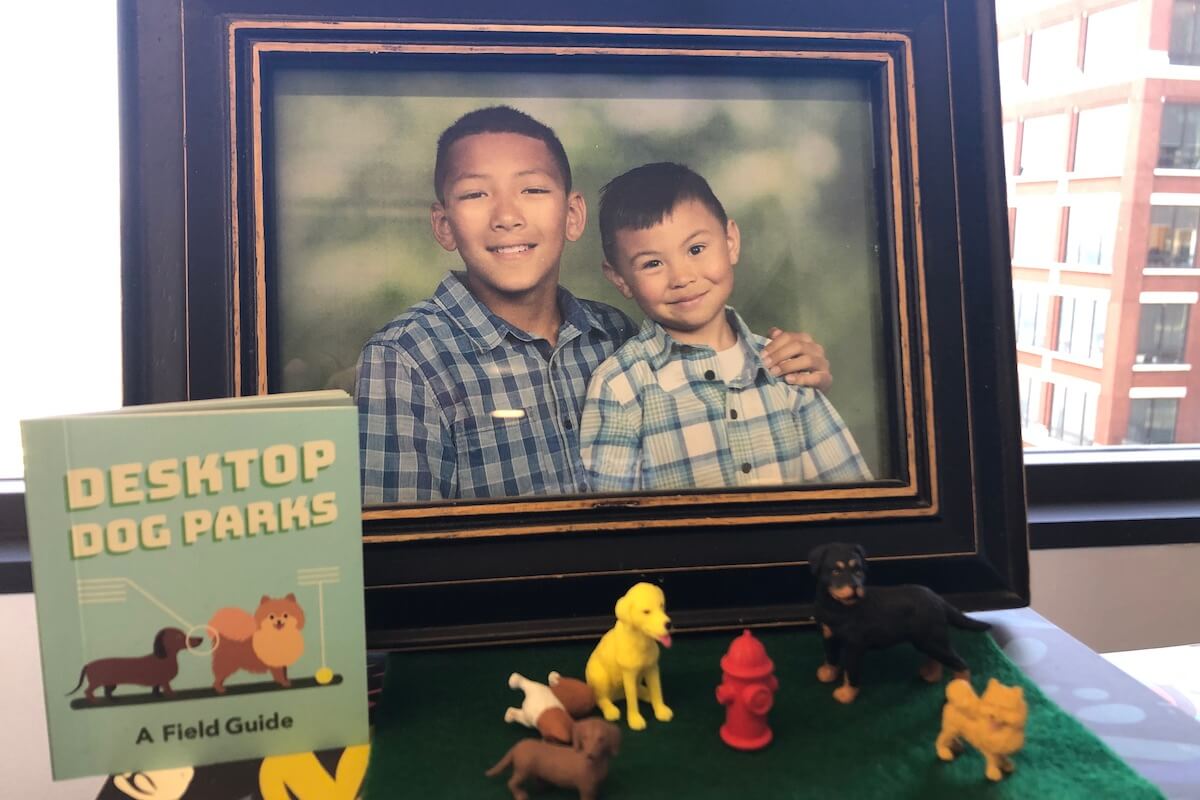 2020 OfficeNinjas All-Star Elaine Carbonell keeps a photo of her two sons on her desk.