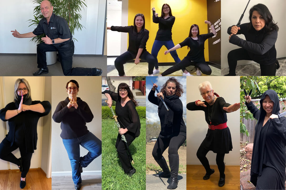A collage of Maxim Integrated Admin Team members striking a Ninja pose.